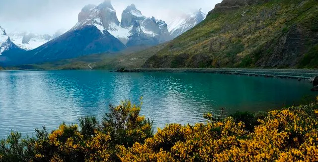 Lake Nordenskjöld with mountains reflecting in turquoise water